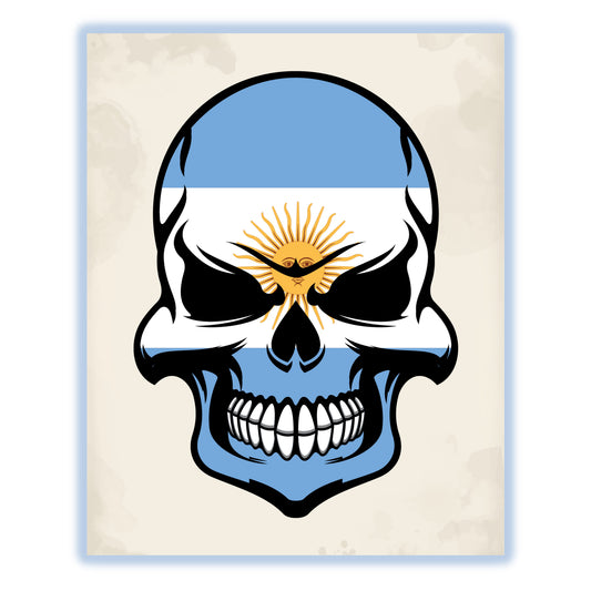 Argentinian Flag Skull Cool Argentina Skull 8"x10" Wall Art Print