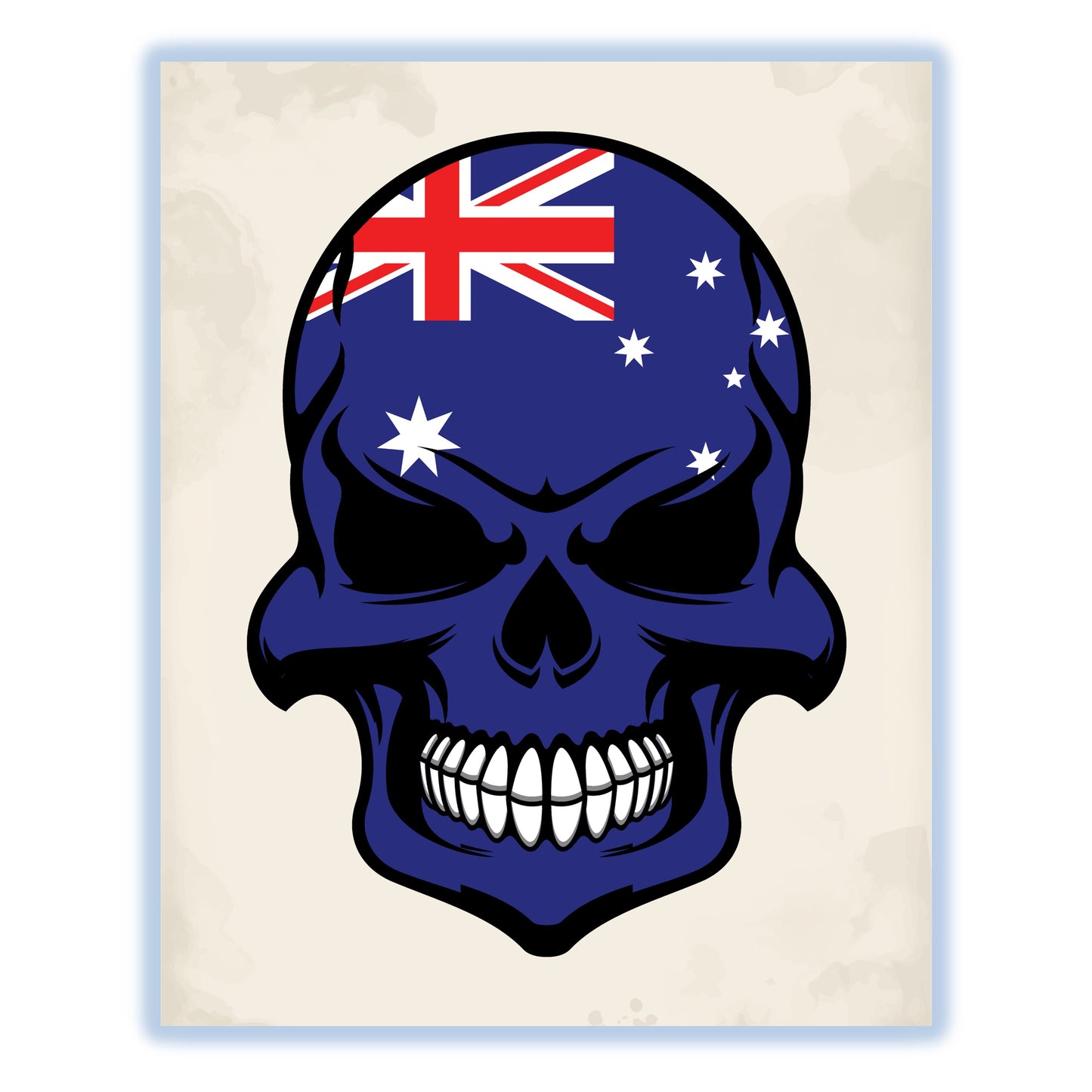 Australian Flag Skull Cool Australia Skull 8"x10" Wall Art Print