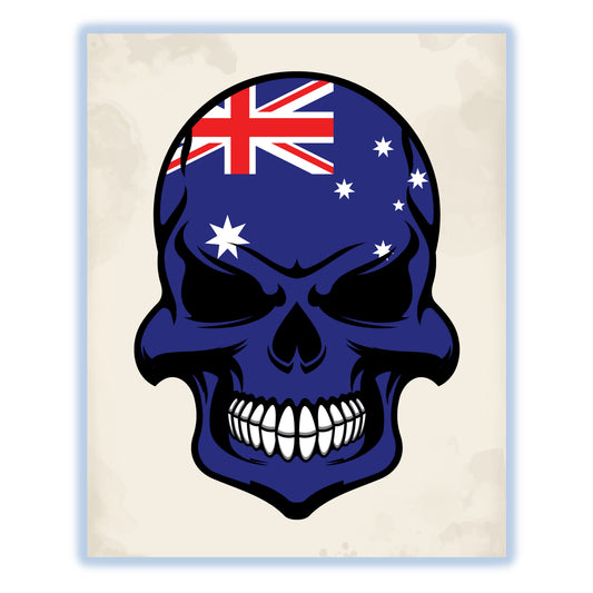 Australian Flag Skull Cool Australia Skull 8"x10" Wall Art Print