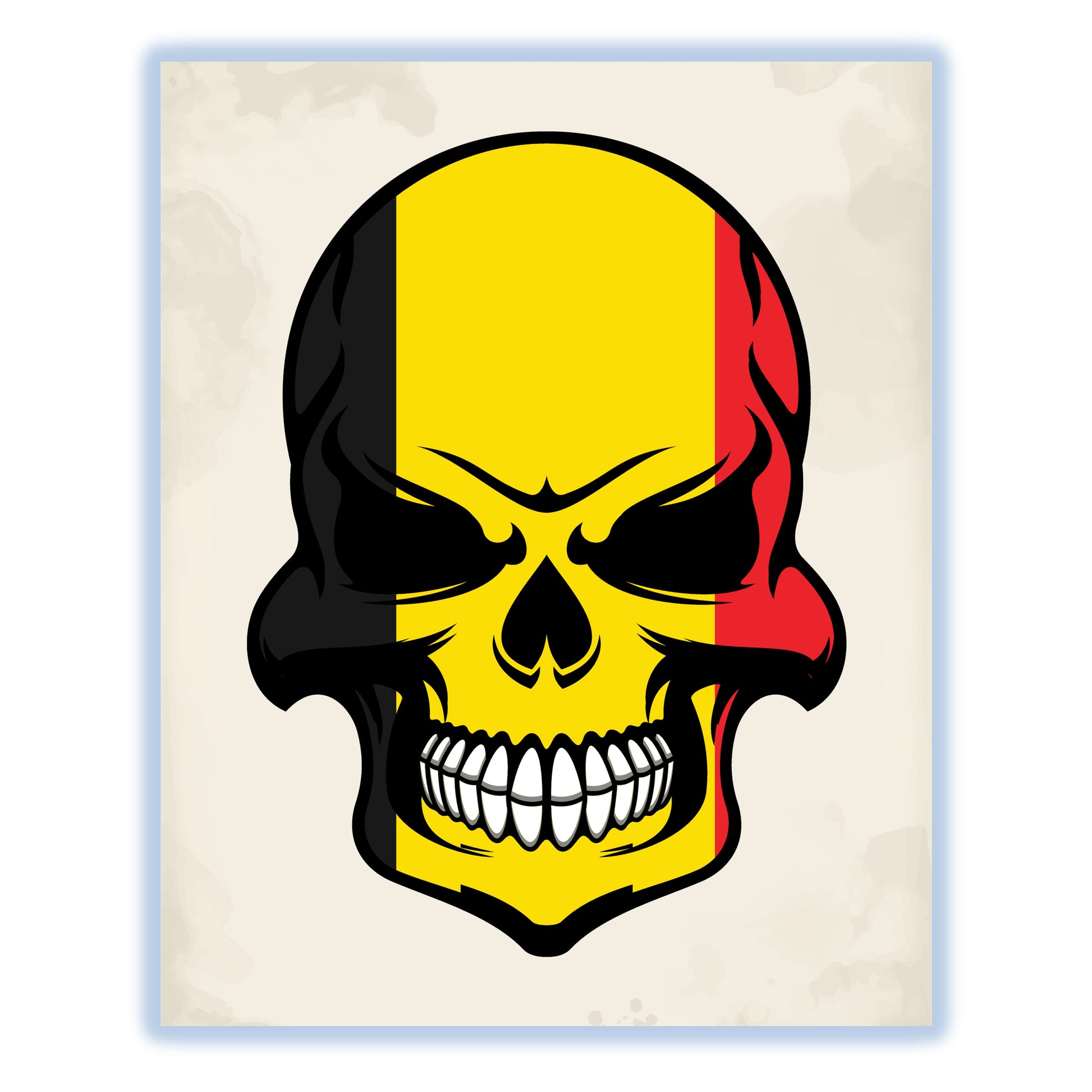 Belgian Flag Skull Cool Belgium Skull 8"x10" Wall Art Print