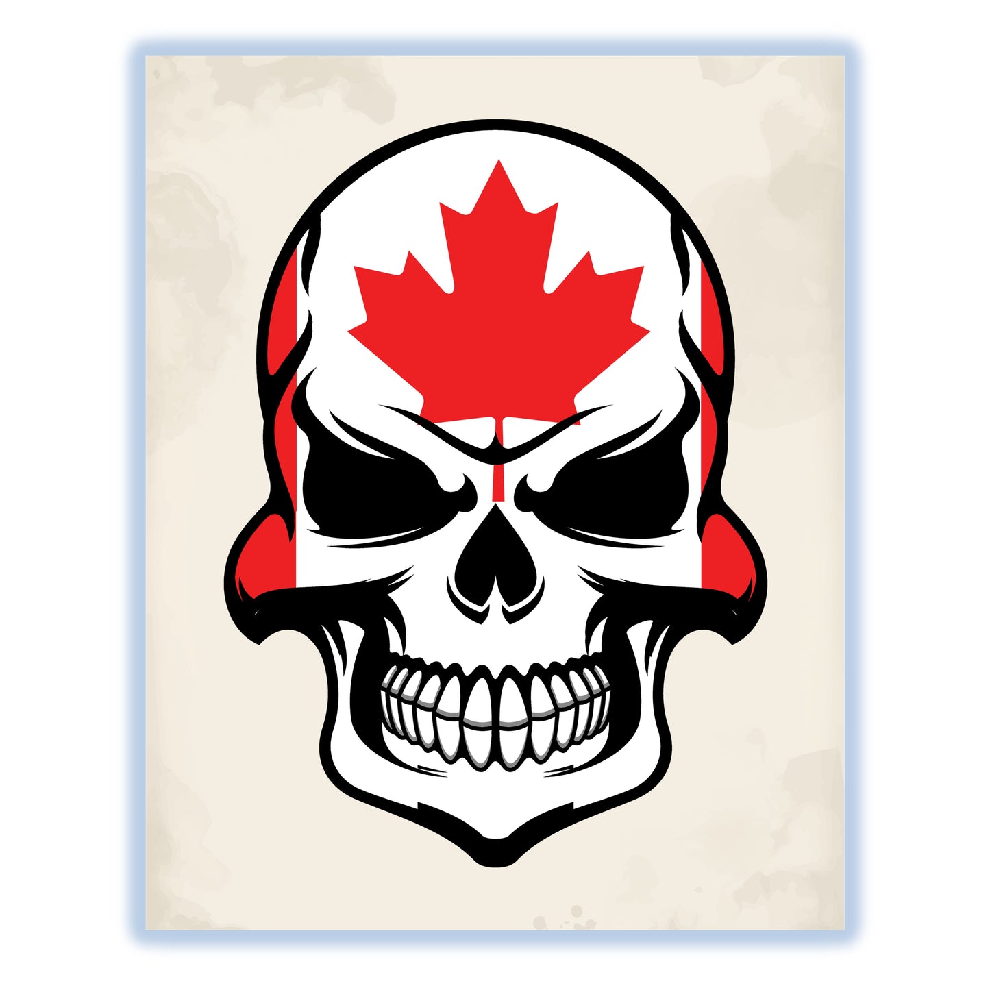 Canadian Flag Skull Cool Canada Skull 8"x10" Wall Art Print