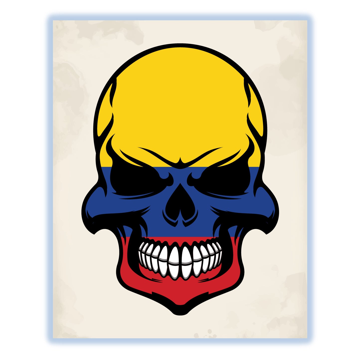 Colombian Flag Skull Cool Colombia Skull 8"x10" Wall Art Print