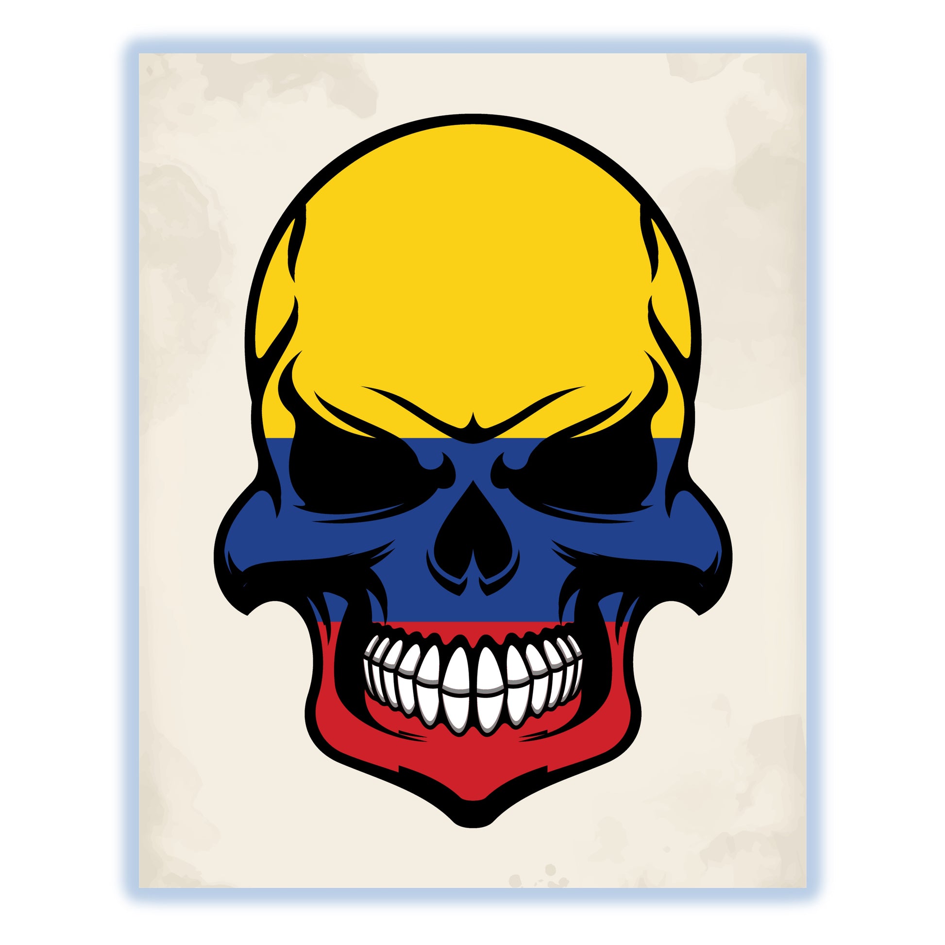 Colombian Flag Skull Cool Colombia Skull 8"x10" Wall Art Print