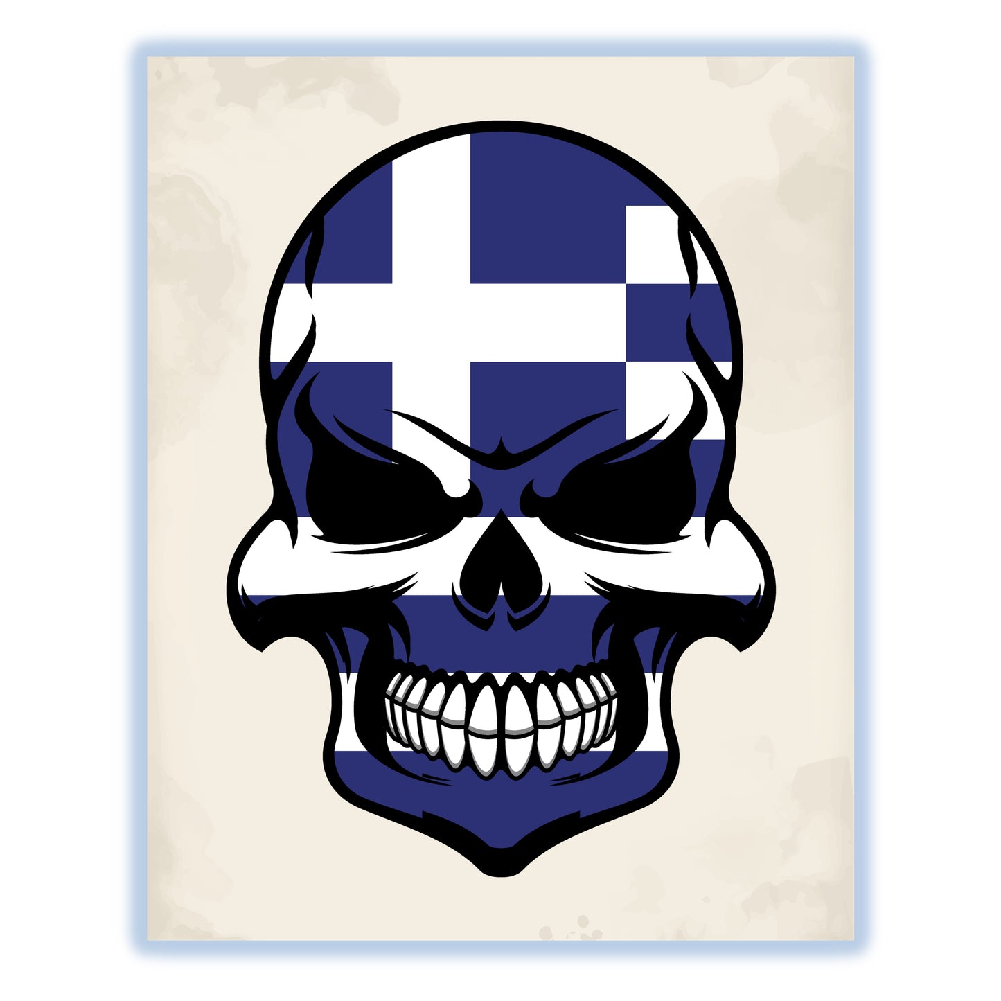 Greek Flag Skull Cool Greece Skull 8"x10" Wall Art Print