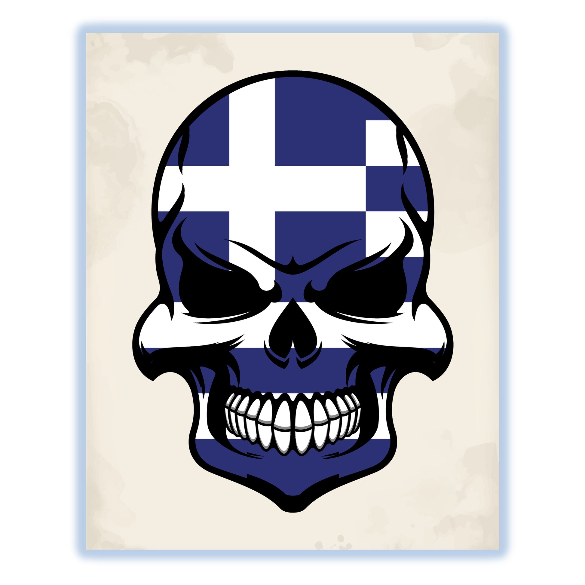 Greek Flag Skull Cool Greece Skull 8"x10" Wall Art Print