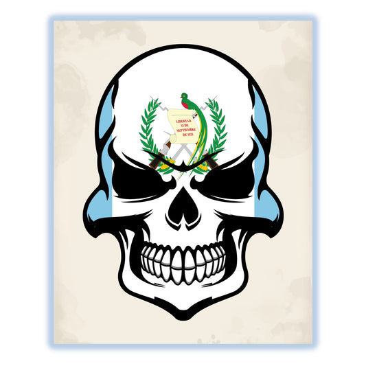 Guatemalan Flag Skull Cool Guatemala Skull 8"x10" Wall Art Print