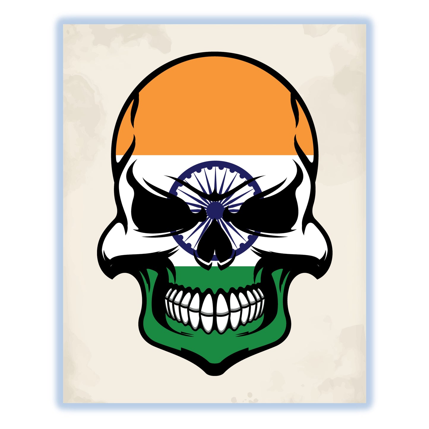 Indian Flag Skull Cool India Skull 8"x10" Wall Art Print
