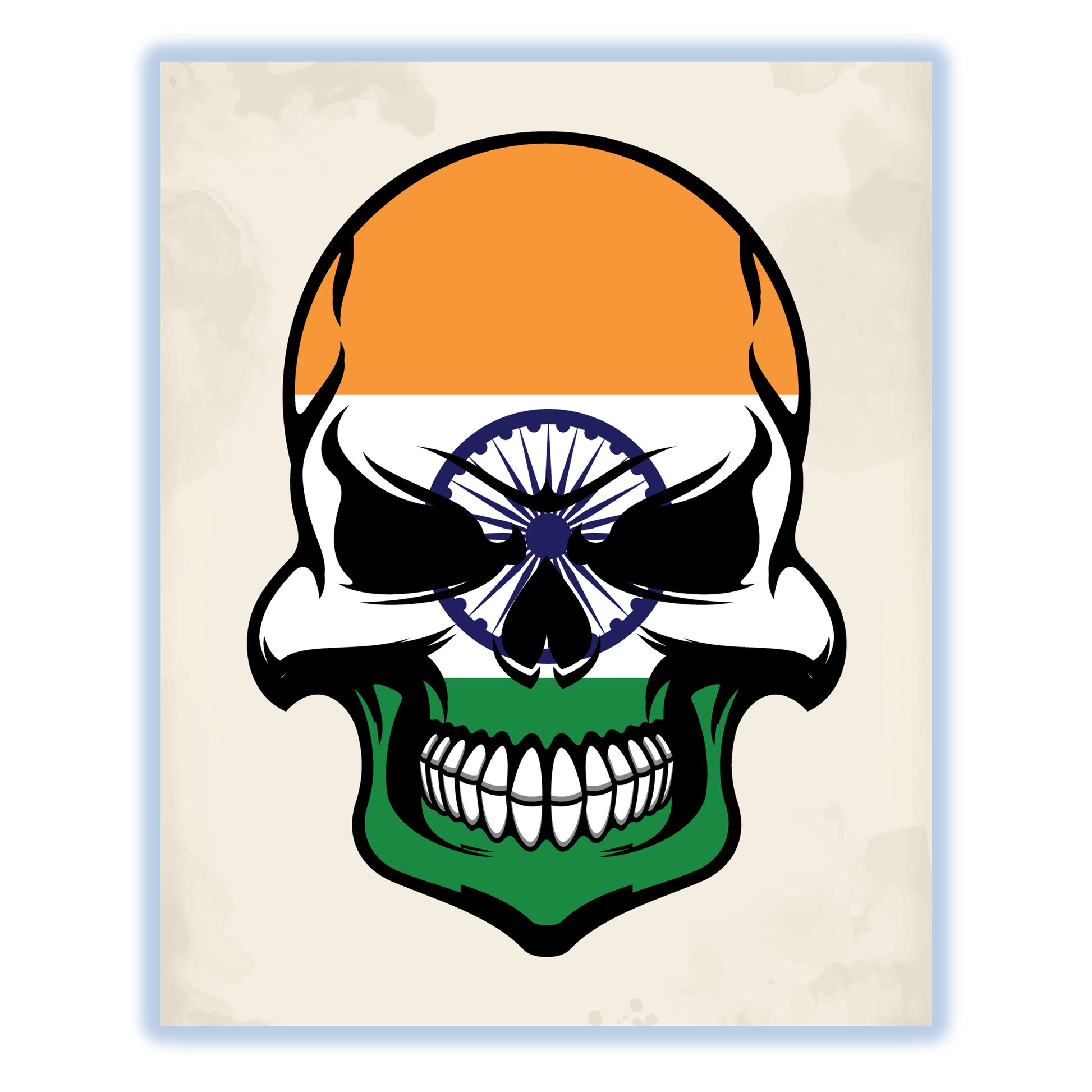 Indian Flag Skull Cool India Skull 8"x10" Wall Art Print
