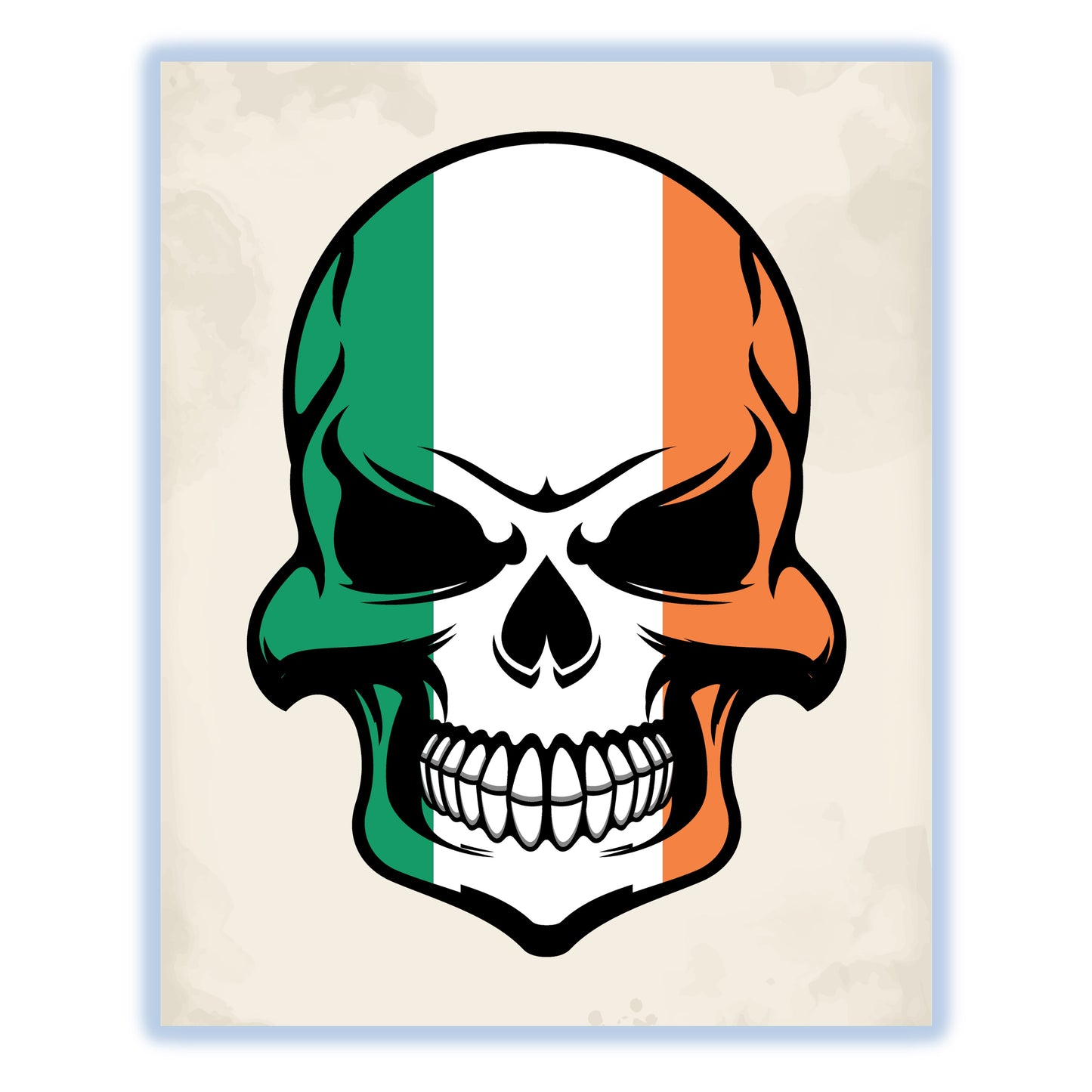 Irish Flag Skull Cool Ireland Skull 8"x10" Wall Art Print