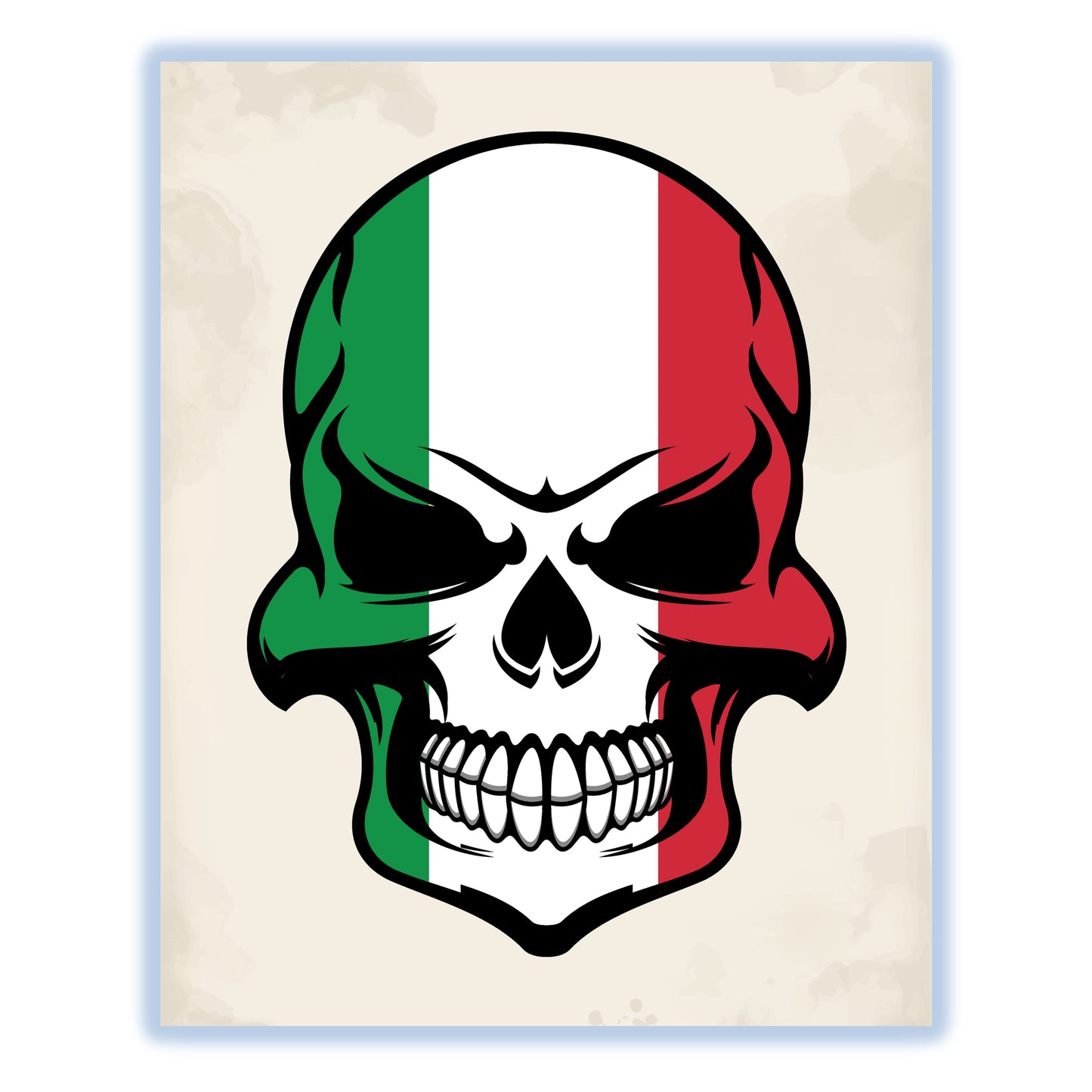 Italian Flag Skull Cool Italy Skull 8"x10" Wall Art Print