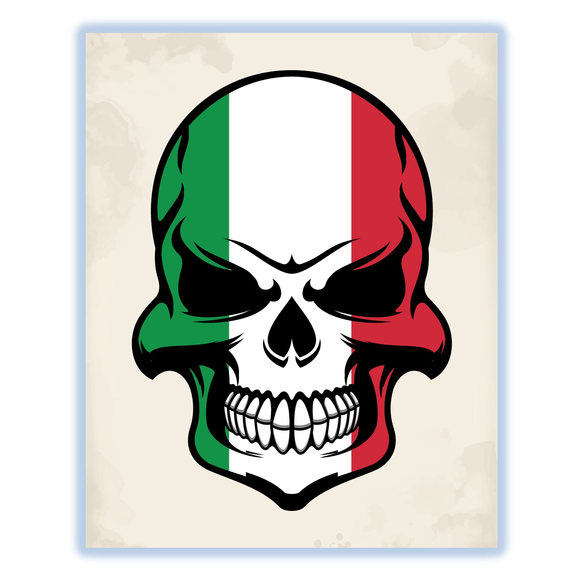 Italian Flag Skull Cool Italy Skull 8"x10" Wall Art Print