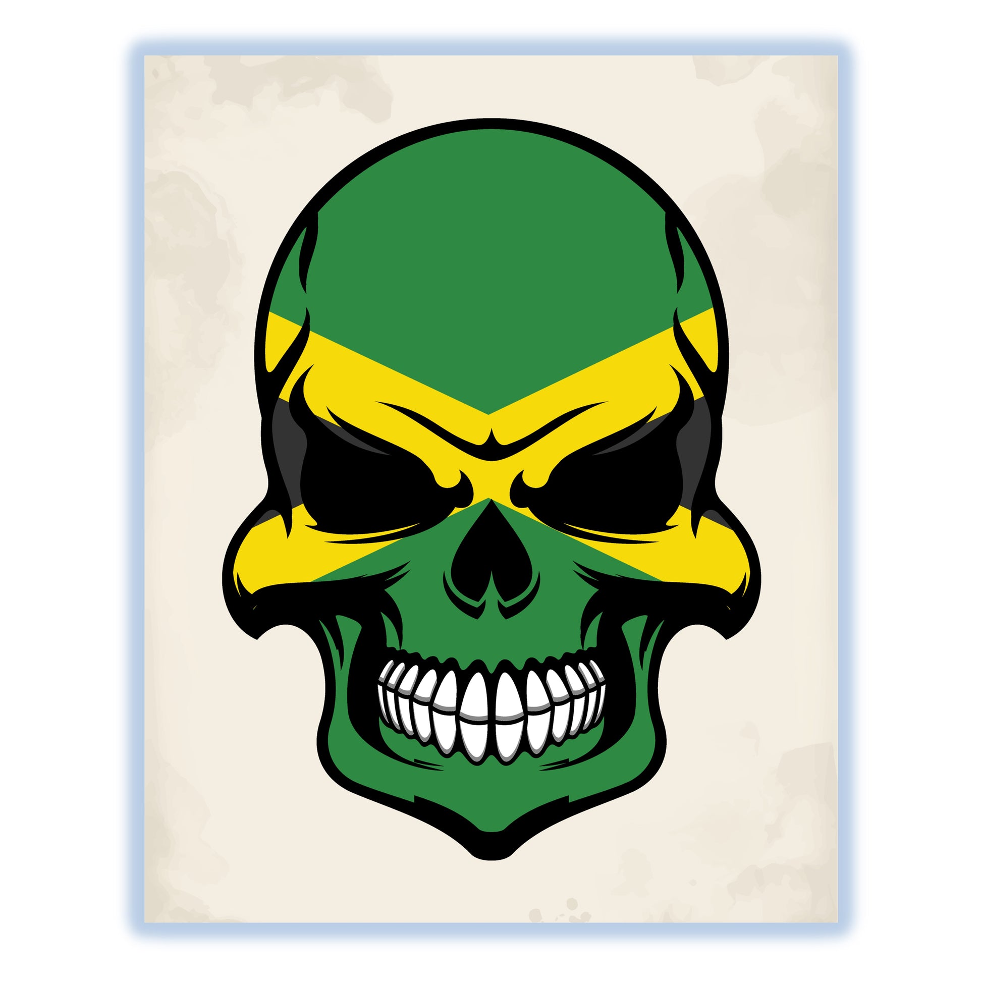 Jamaican Flag Skull Cool Jamaica Skull 8"x10" Wall Art Print