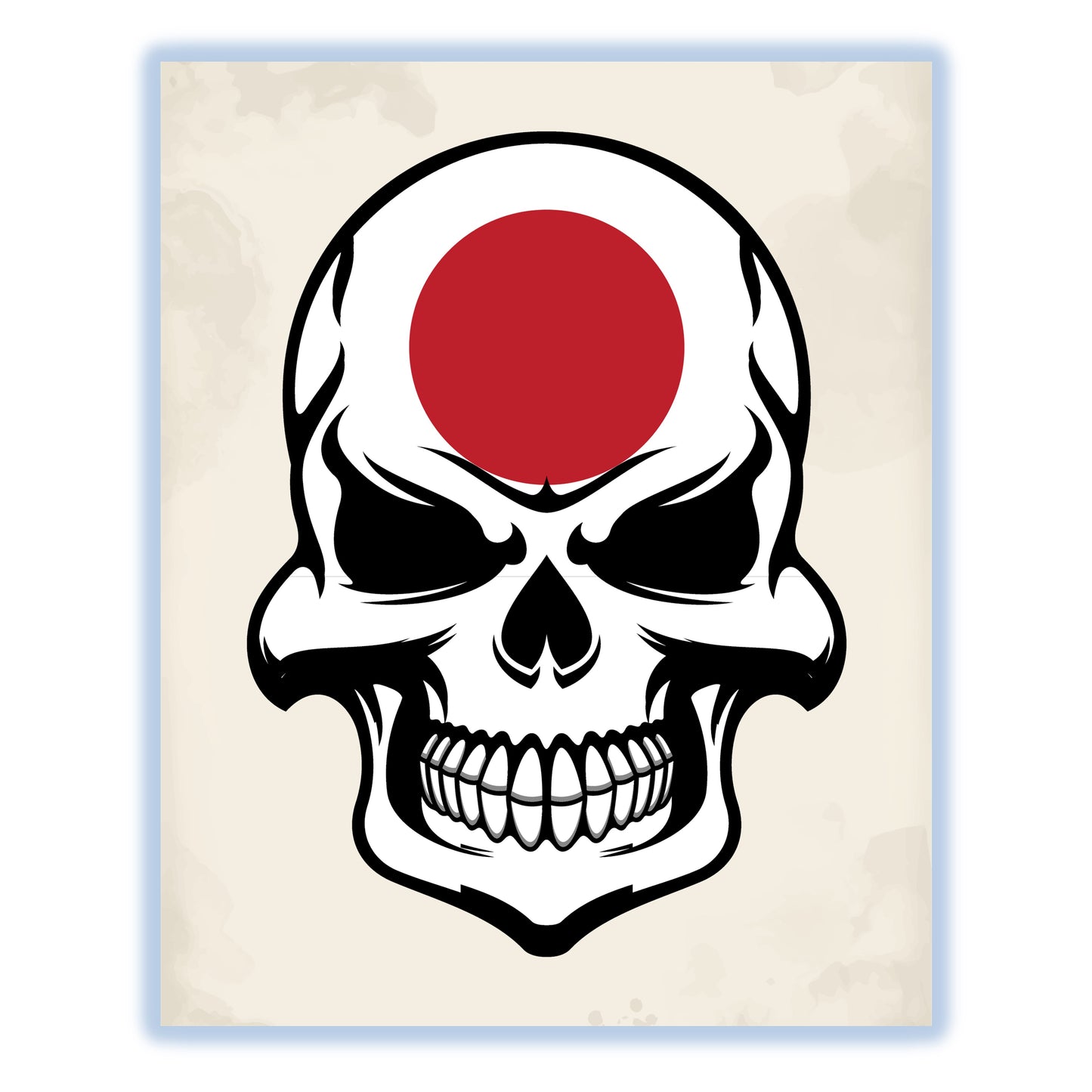 Japanese Flag Skull Cool Japan Skull 8"x10" Wall Art Print