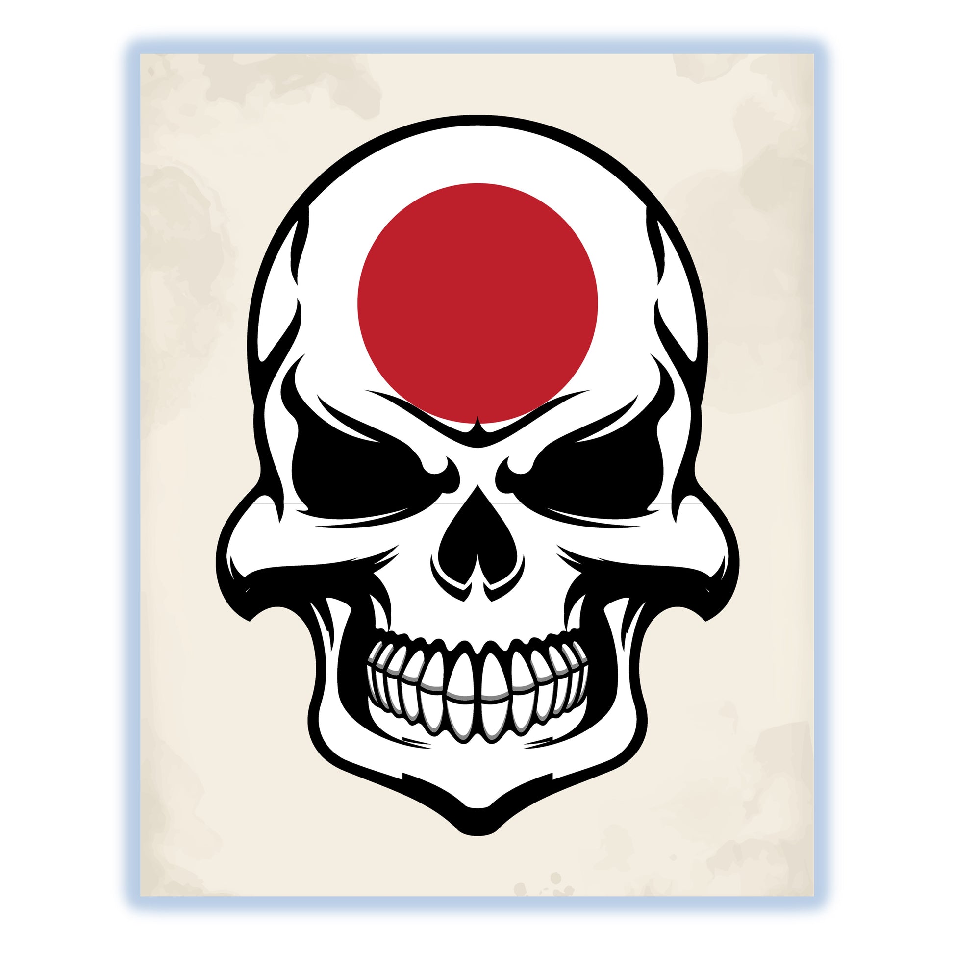 Japanese Flag Skull Cool Japan Skull 8"x10" Wall Art Print