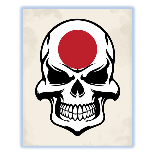 Japanese Flag Skull Cool Japan Skull 8"x10" Wall Art Print