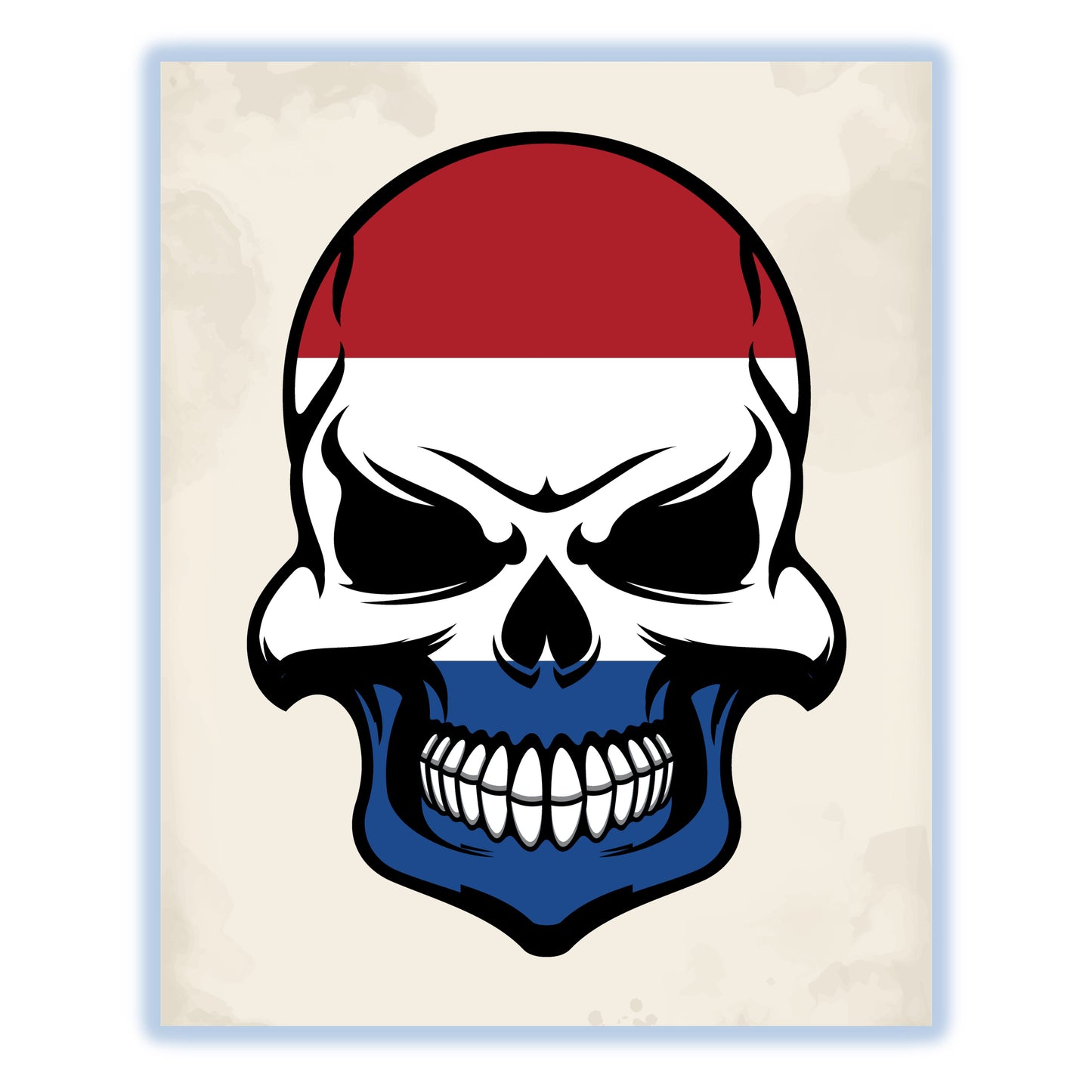 Dutch Flag Skull Cool Netherlands Skull 8"x10" Wall Art Print
