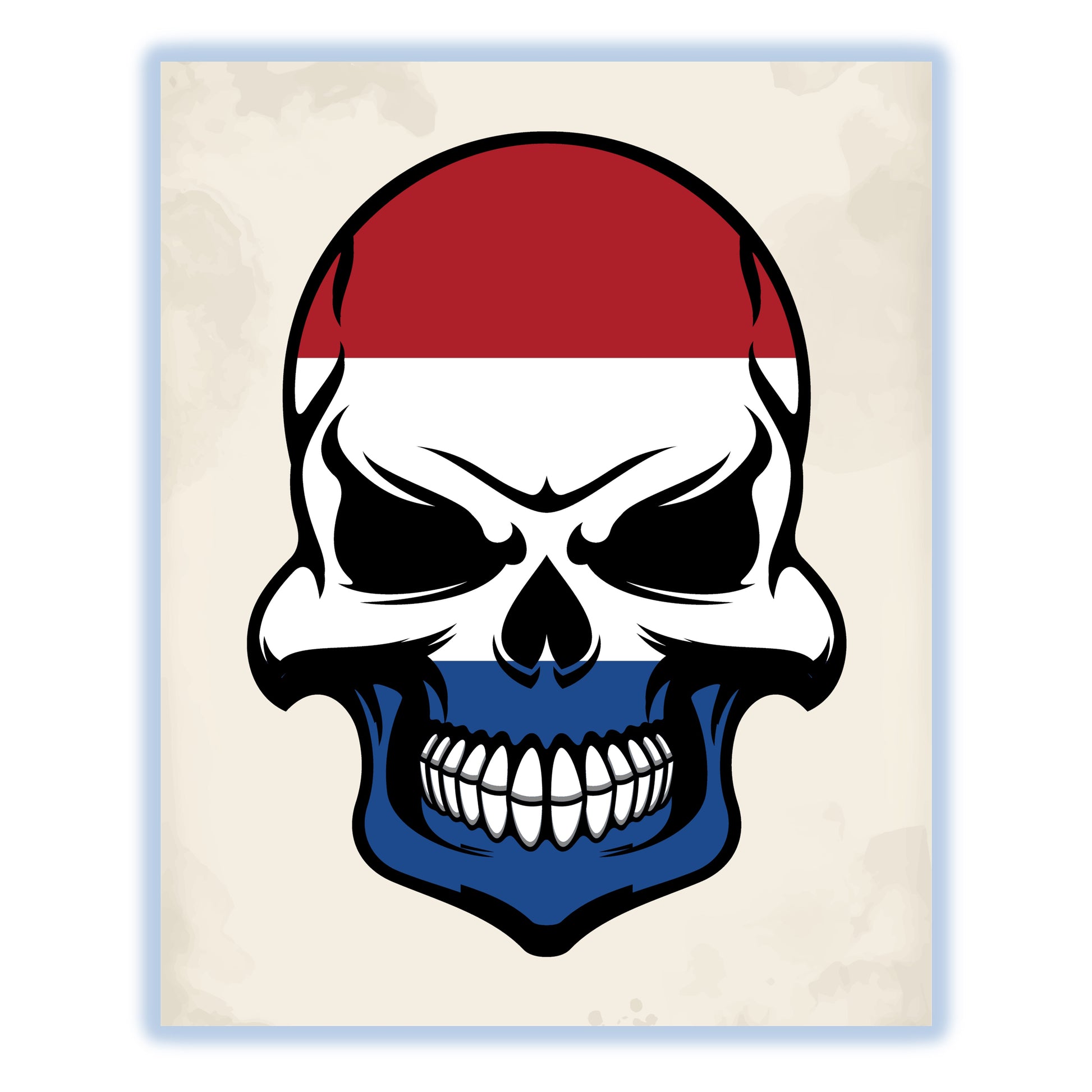 Dutch Flag Skull Cool Netherlands Skull 8"x10" Wall Art Print
