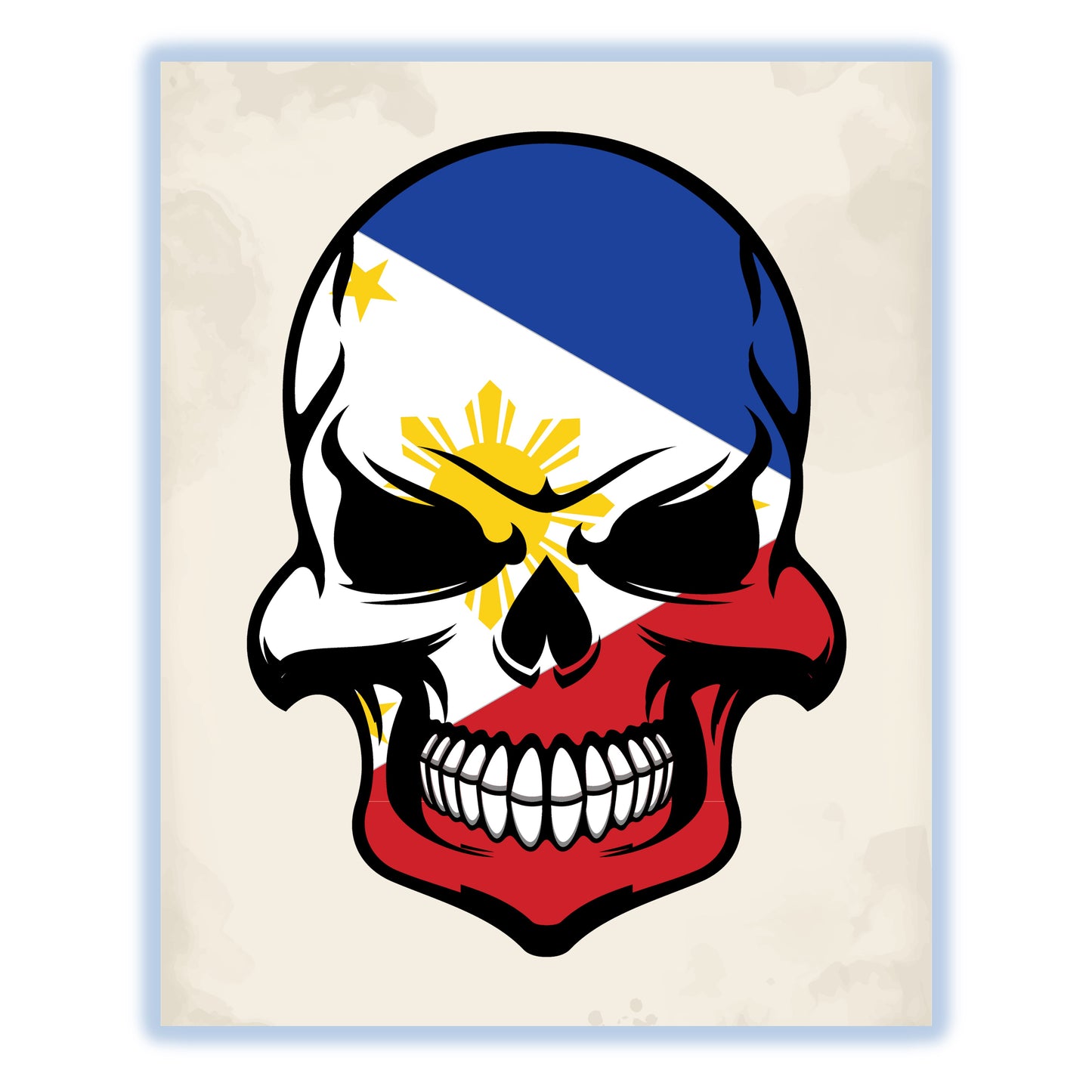 Filipino Flag Skull Cool Philippines Skull 8"x10" Wall Art Print