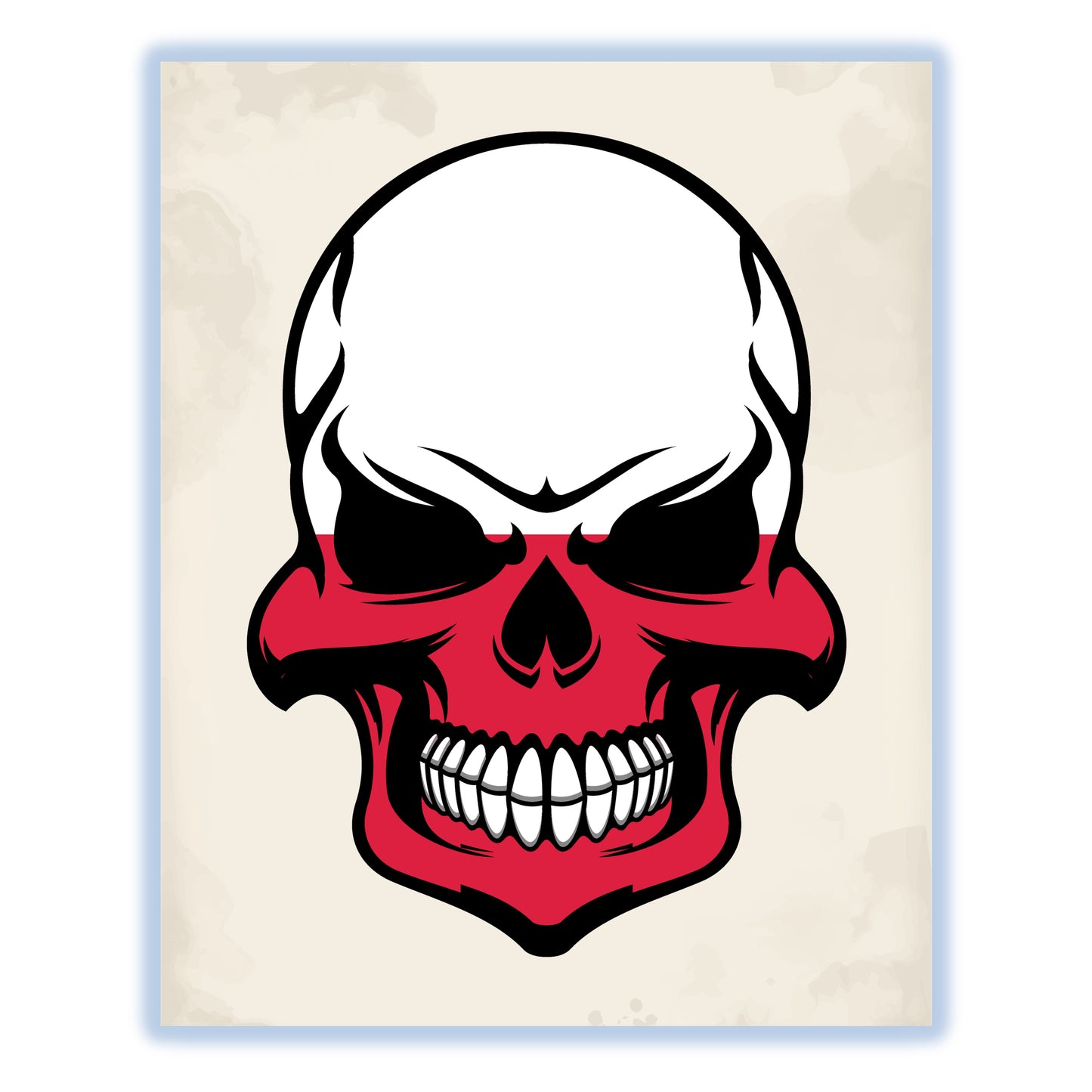 Polish Flag Skull Cool Poland Skull 8"x10" Wall Art Print