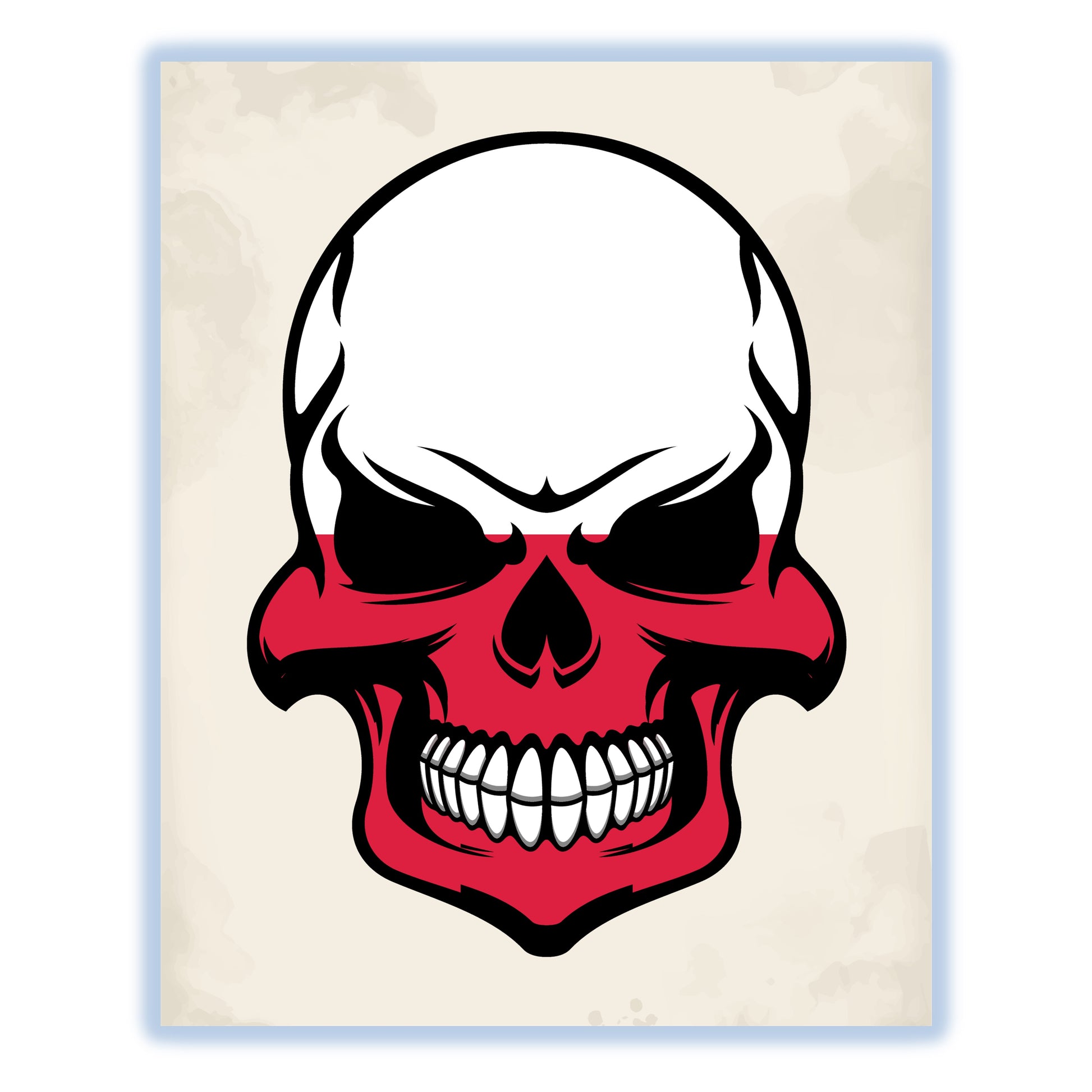 Polish Flag Skull Cool Poland Skull 8"x10" Wall Art Print