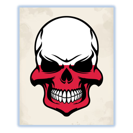 Polish Flag Skull Cool Poland Skull 8"x10" Wall Art Print