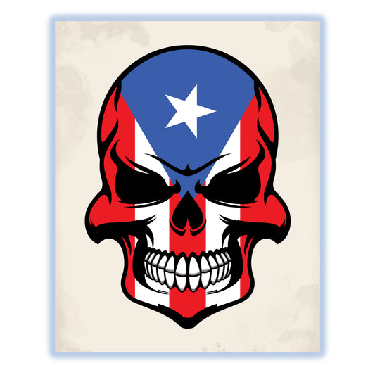 Puerto Rican Flag Skull Cool Puerto Rico Skull 8"x10" Wall Art Print