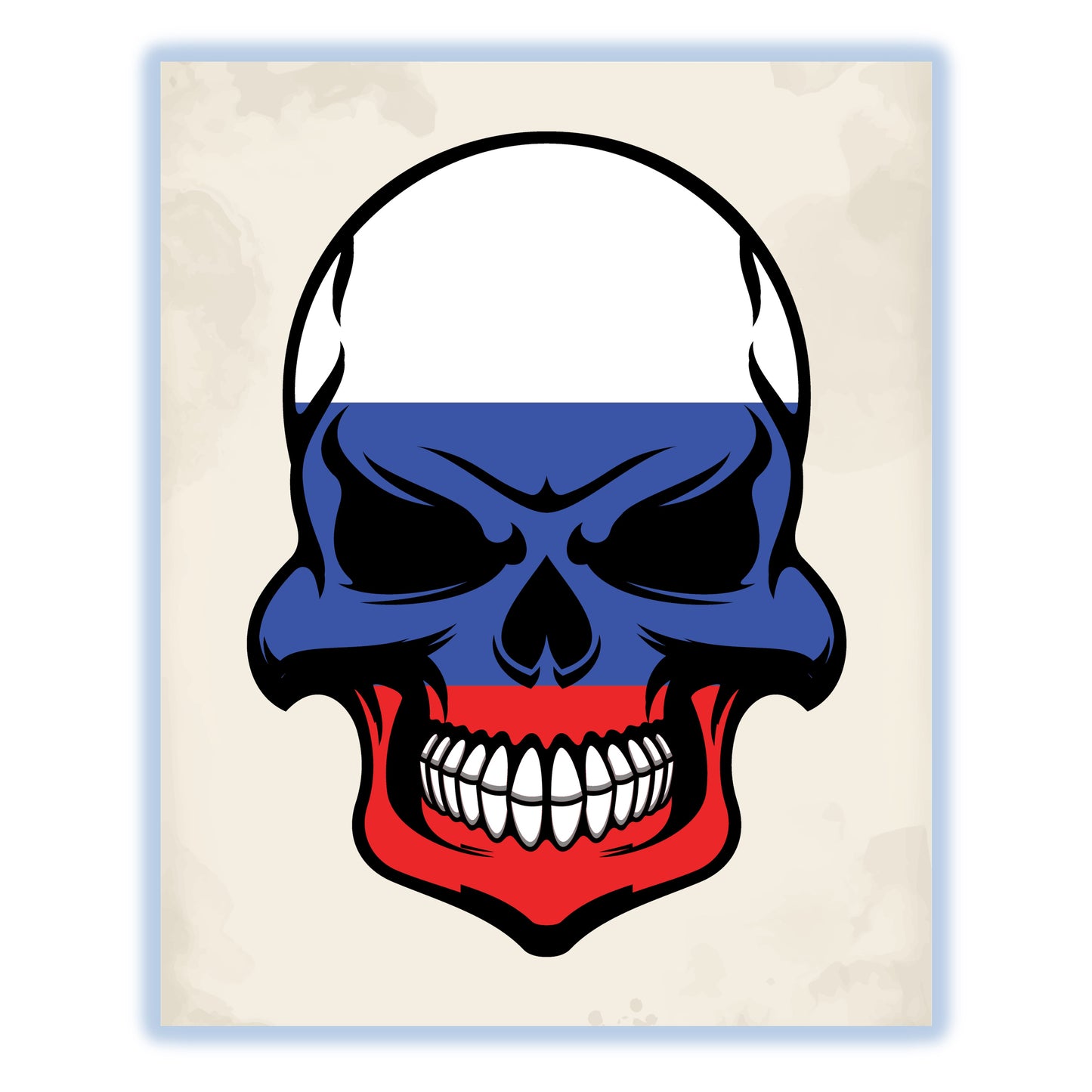 Russian Flag Skull Cool Russia Skull 8"x10" Wall Art Print