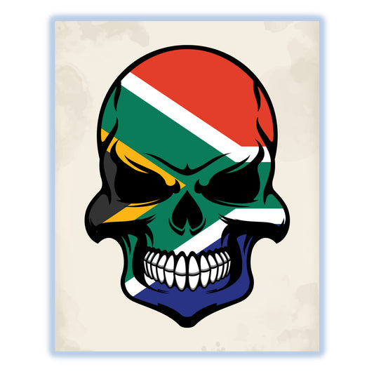 South African Flag Skull Cool South Africa Skull 8"x10" Wall Art Print