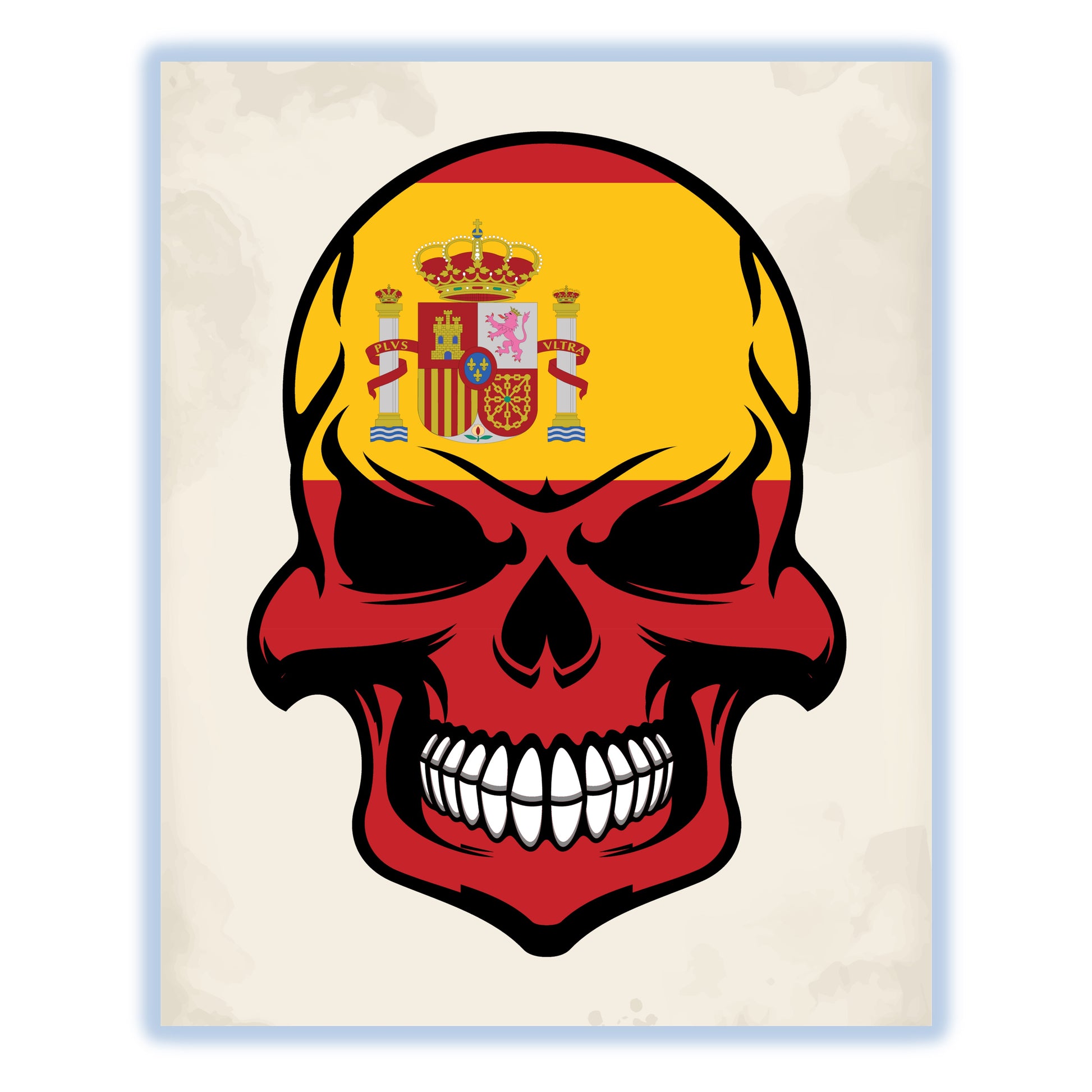 Spanish Flag Skull Cool Spain Skull 8"x10" Wall Art Print