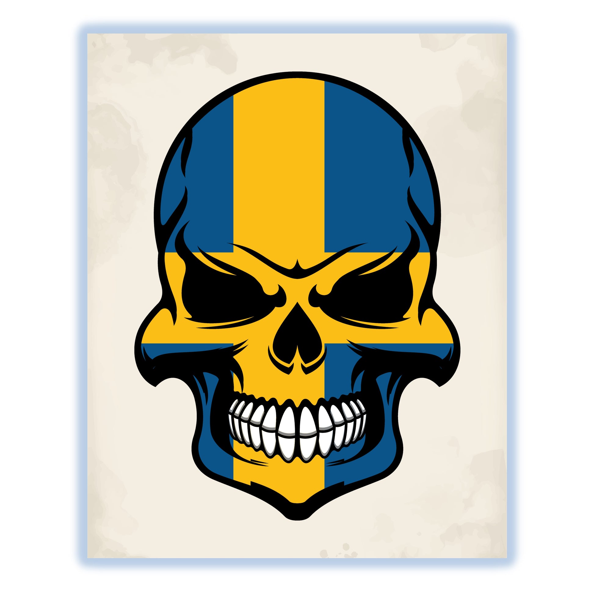 Swedish Flag Skull Cool Sweden Skull 8"x10" Wall Art Print
