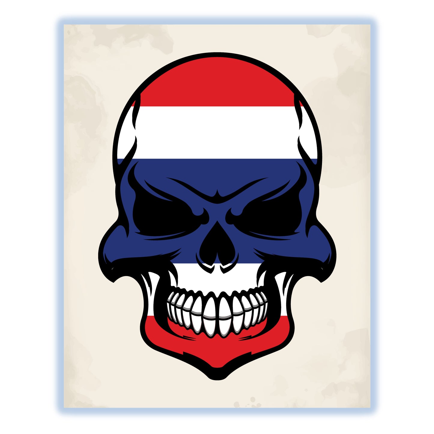 Thai Flag Skull Cool Thailand Skull 8"x10" Wall Art Print
