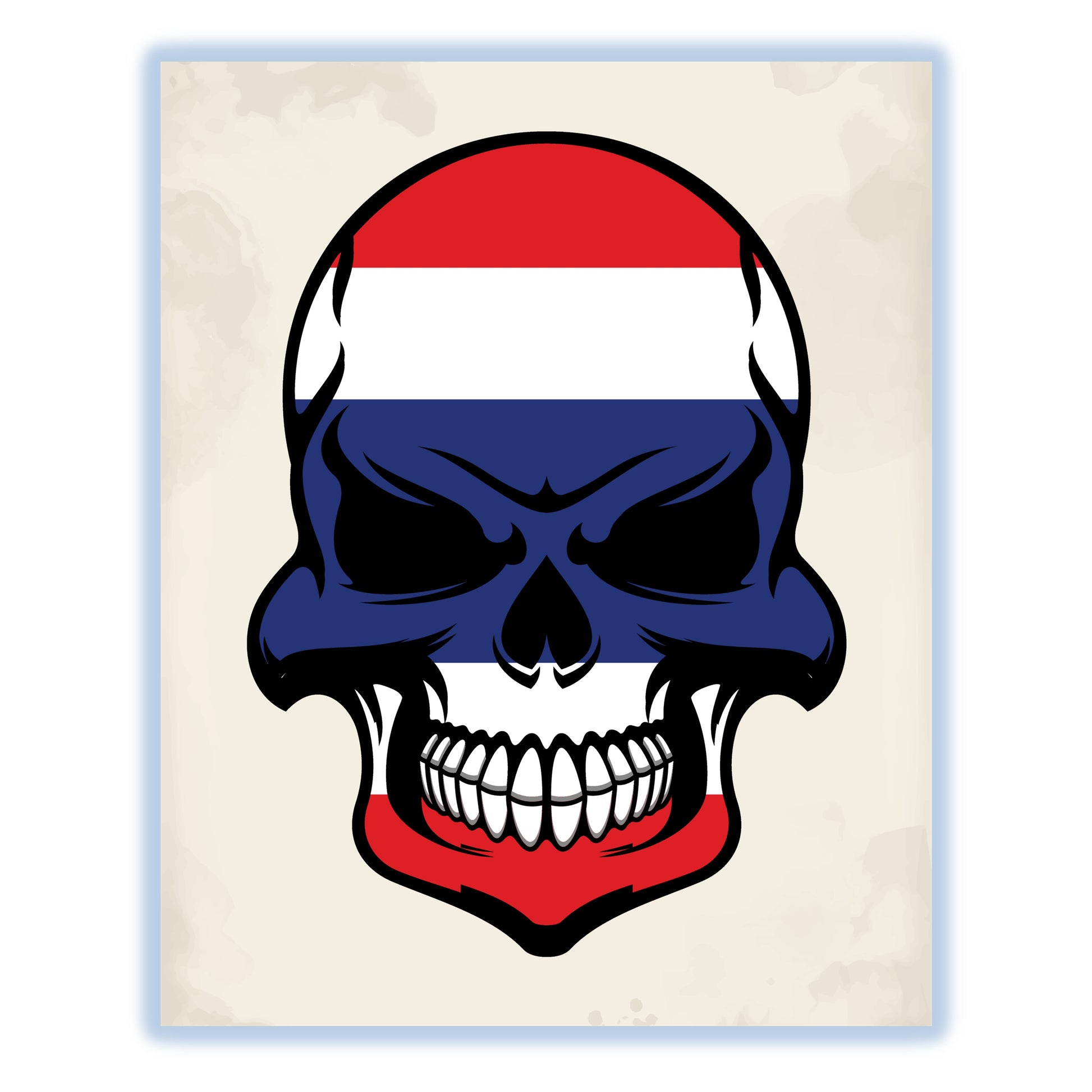 Thai Flag Skull Cool Thailand Skull 8"x10" Wall Art Print