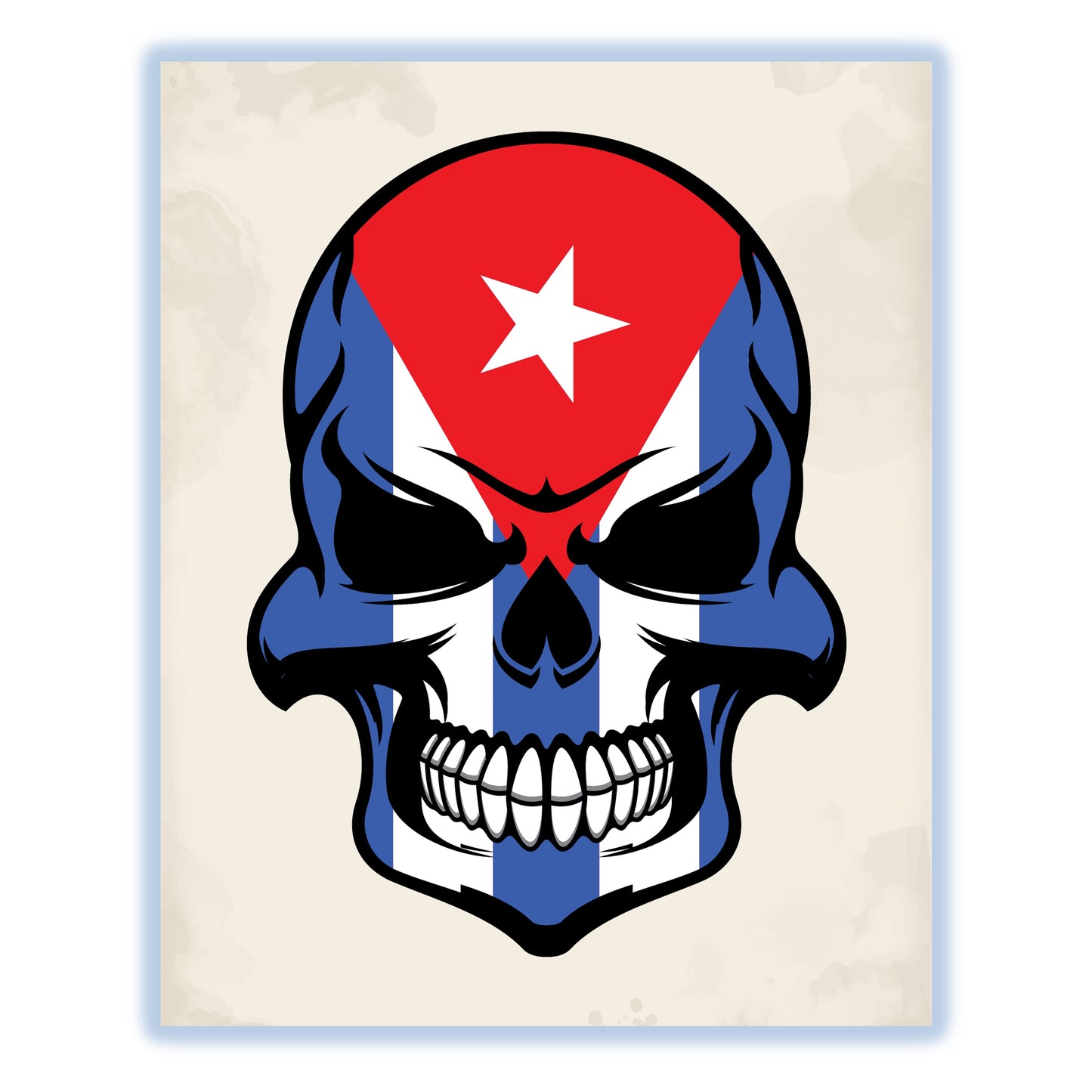 Cuban Flag Skull Cool Cuba Skull 8"x10" Wall Art Print