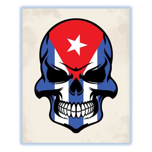 Cuban Flag Skull Cool Cuba Skull 8"x10" Wall Art Print