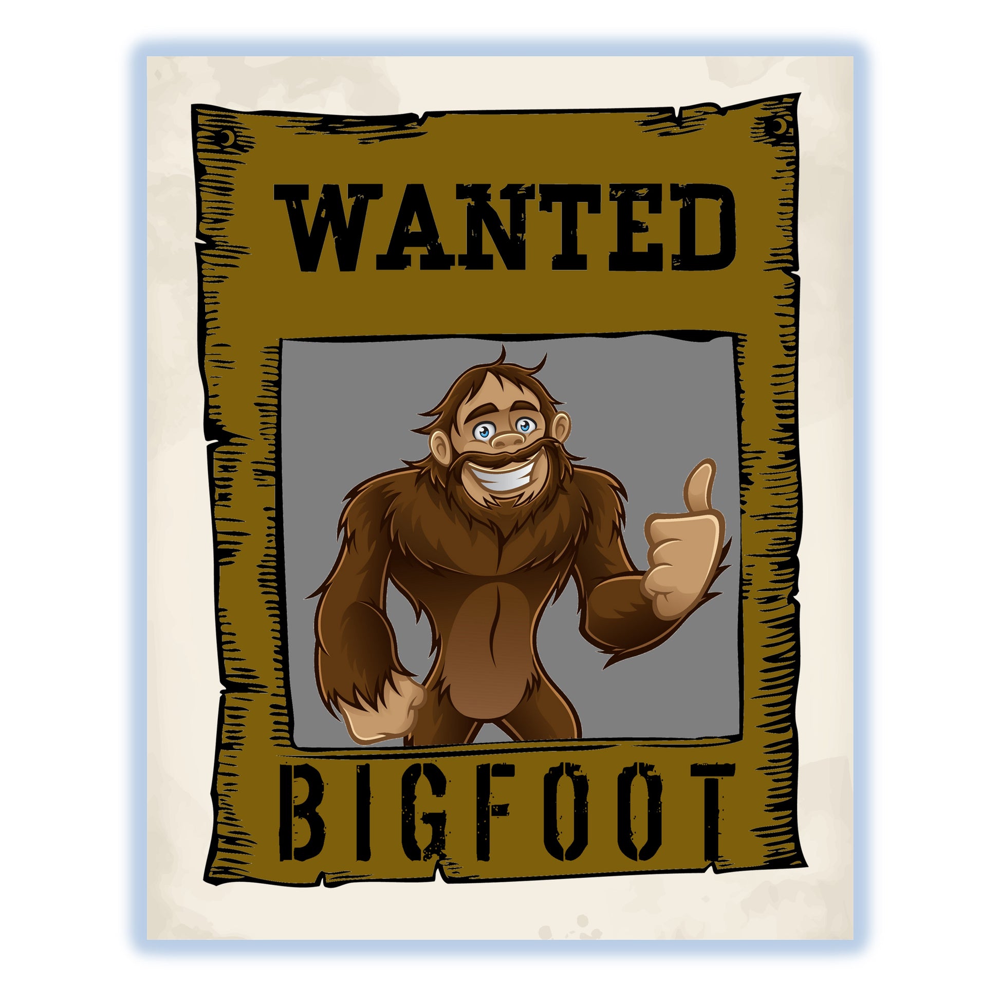 Bigfoot Wanted Poster Funny Sasquatch 8"x10" Wall Art Print