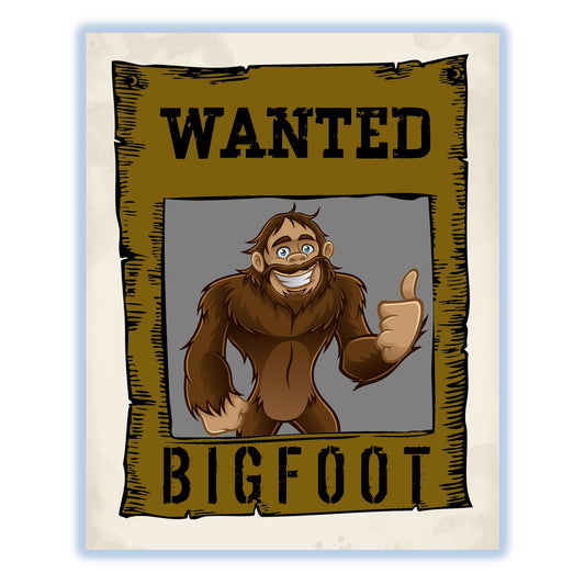 Bigfoot Wanted Poster Funny Sasquatch 8"x10" Wall Art Print
