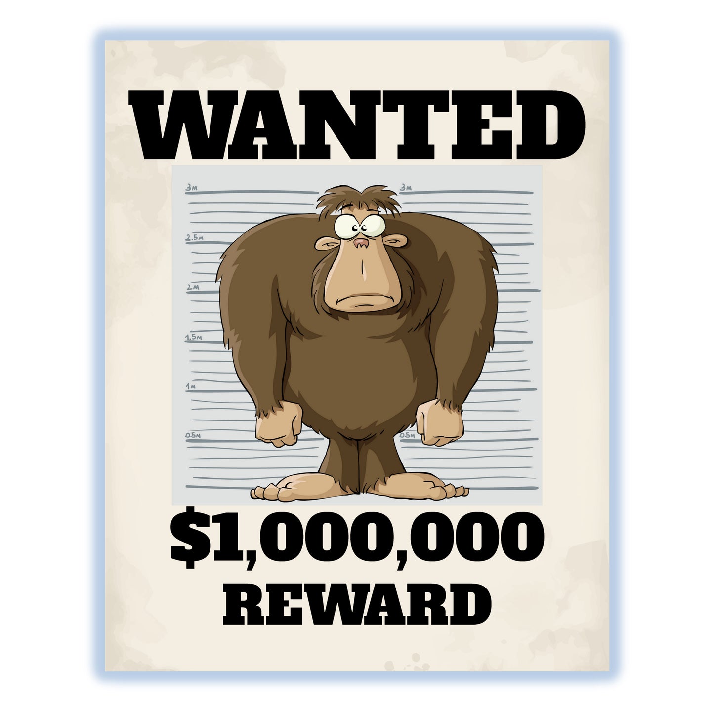 Bigfoot Wanted Poster Funny Sasquatch 8"x10" Wall Art Print