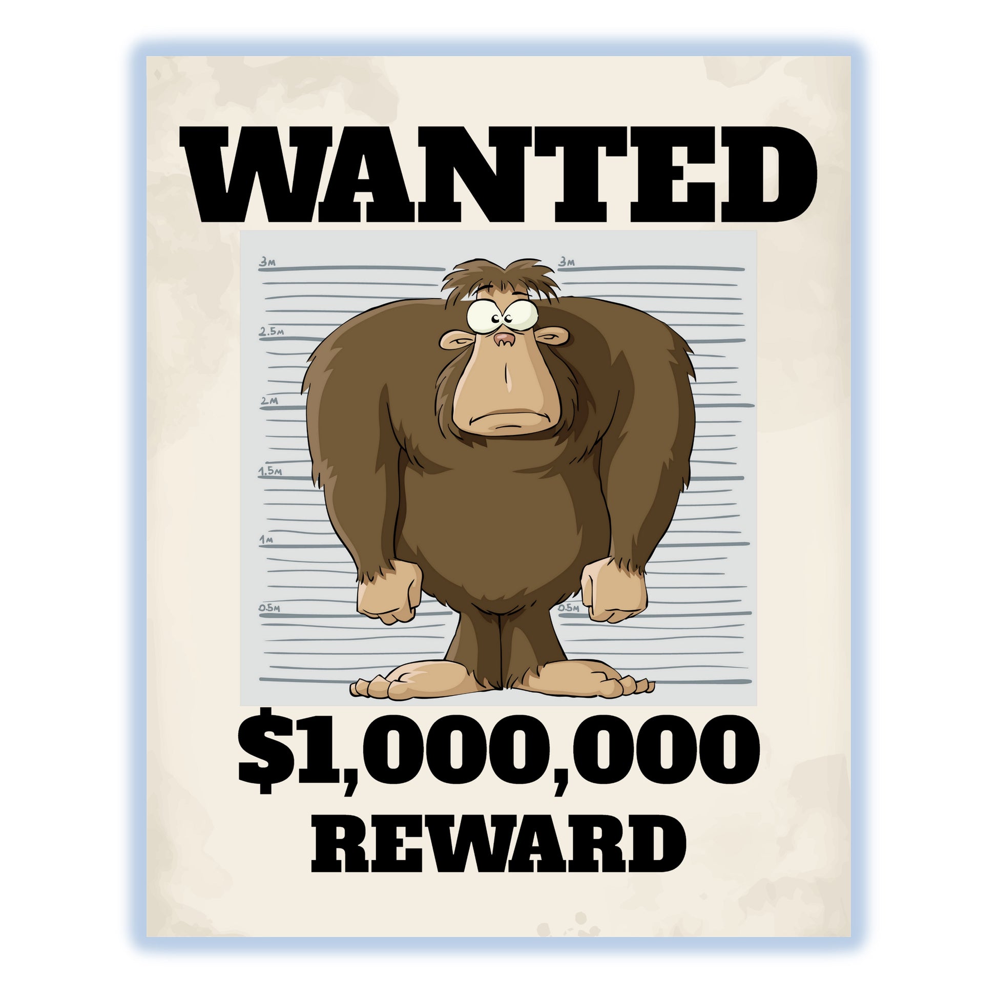 Bigfoot Wanted Poster Funny Sasquatch 8"x10" Wall Art Print
