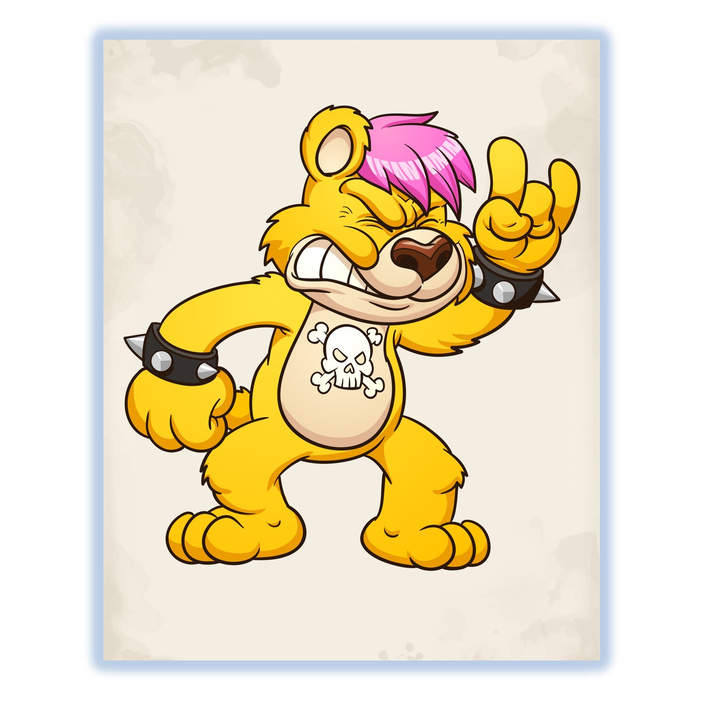 Punk Rock Music Teddy Bear Rocker Bear 8"x10" Wall Art Print