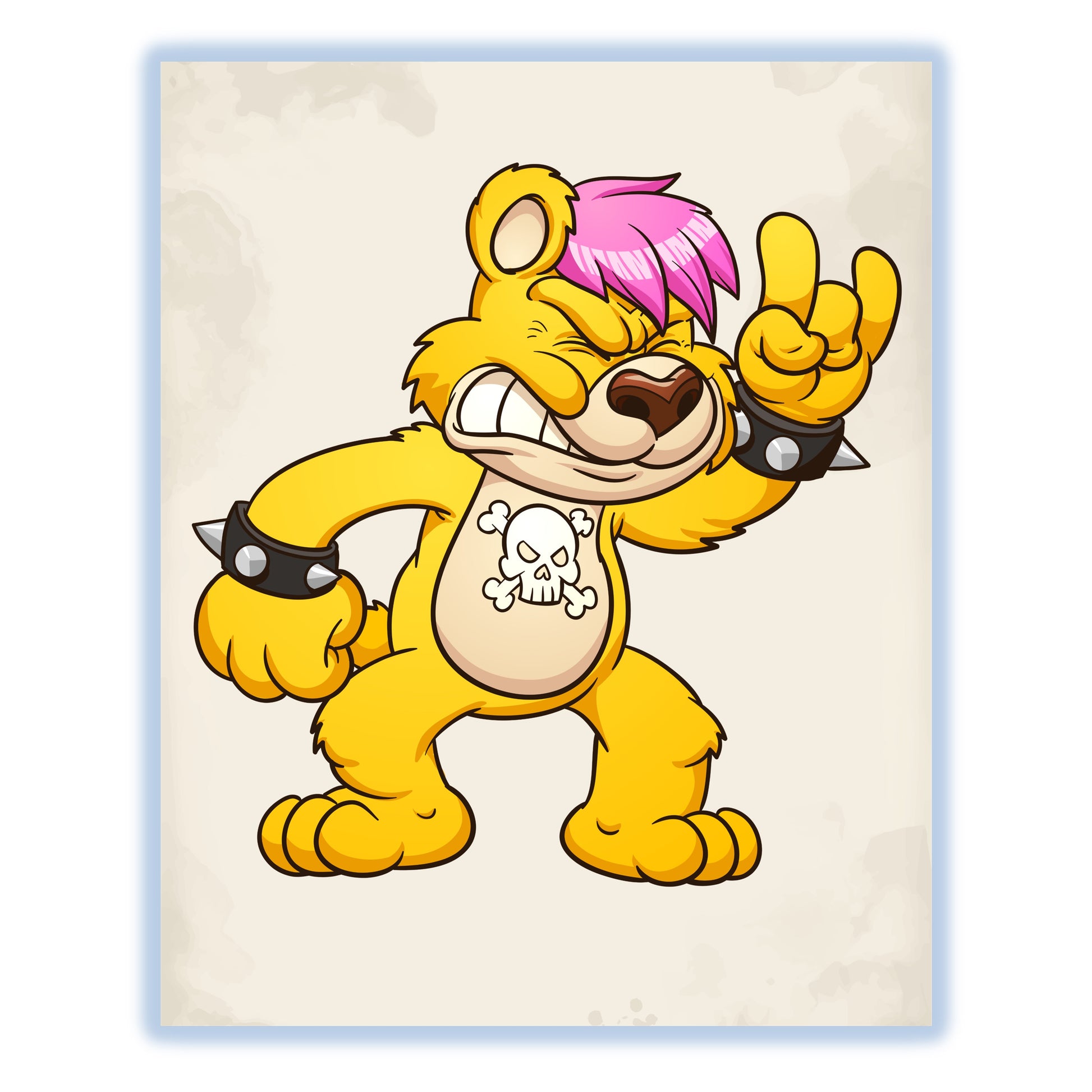 Punk Rock Music Teddy Bear Rocker Bear 8"x10" Wall Art Print