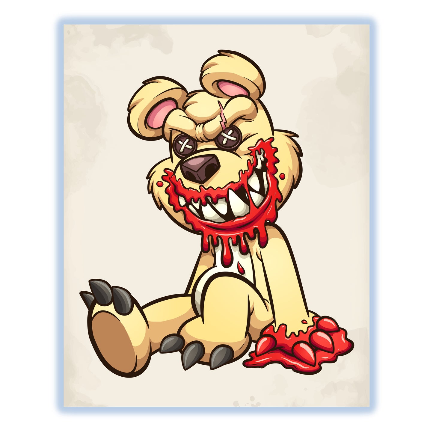 Deranged Teddy Bear Bloody Demented Bear 8"x10" Wall Art Print