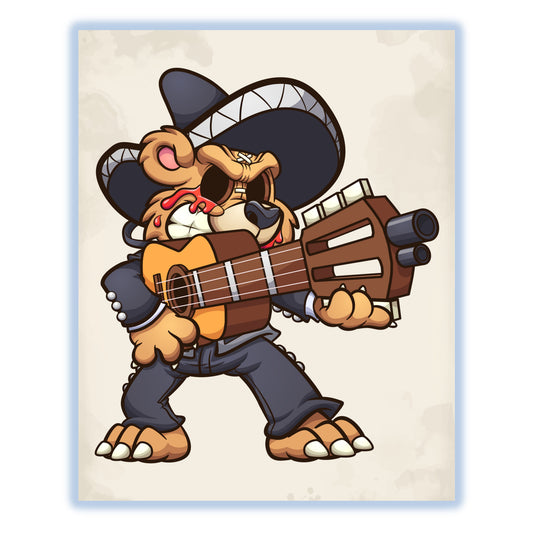 Mariachi Teddy Bear Crying Blood Guitar Gun Evil Bear 8"x10" Wall Art Print