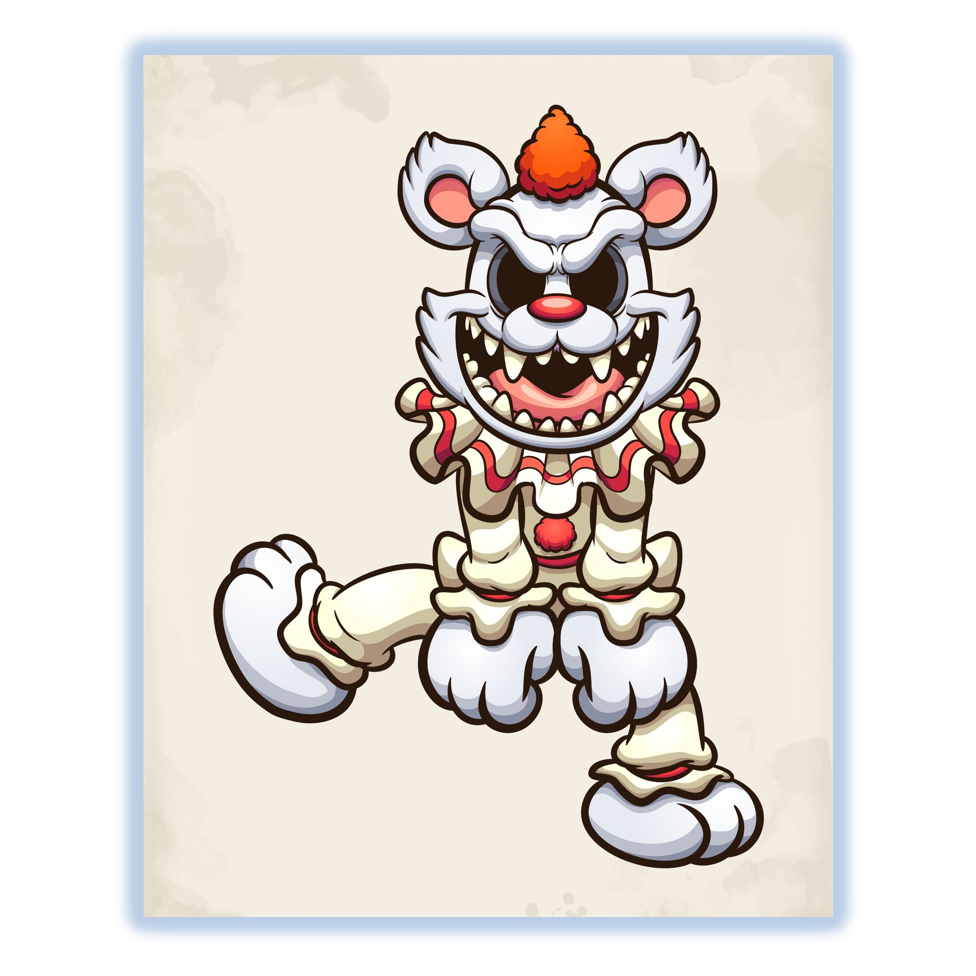 Demented Clown Teddy Bear Scary Deranged Bear Halloween 8"x10" Wall Art Print