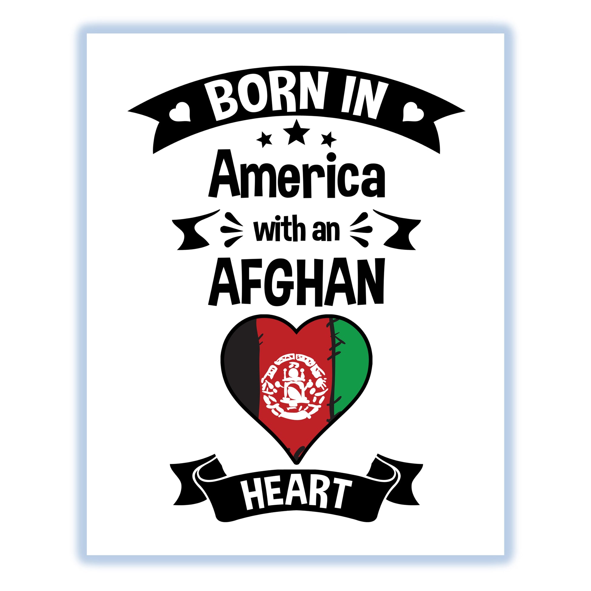 Born In America With An Afghan Heart Baby Nursery 8"x10" Wall Art Print