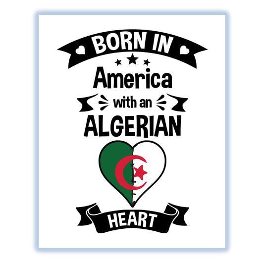 Born In America With An Algerian Heart Baby Nursery 8"x10" Wall Art Print