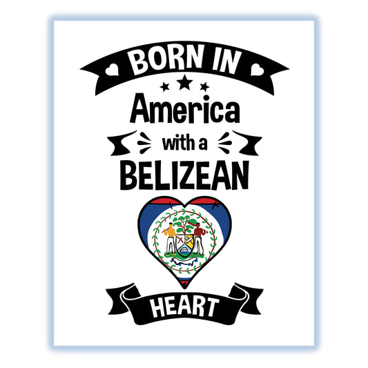 Born In America With A Belizean Heart Baby Nursery 8"x10" Wall Art Print