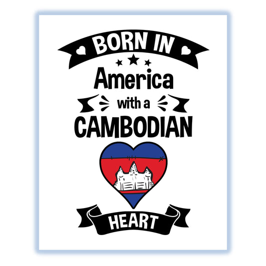 Born In America With A Cambodian Heart Baby Nursery 8"x10" Wall Art Print