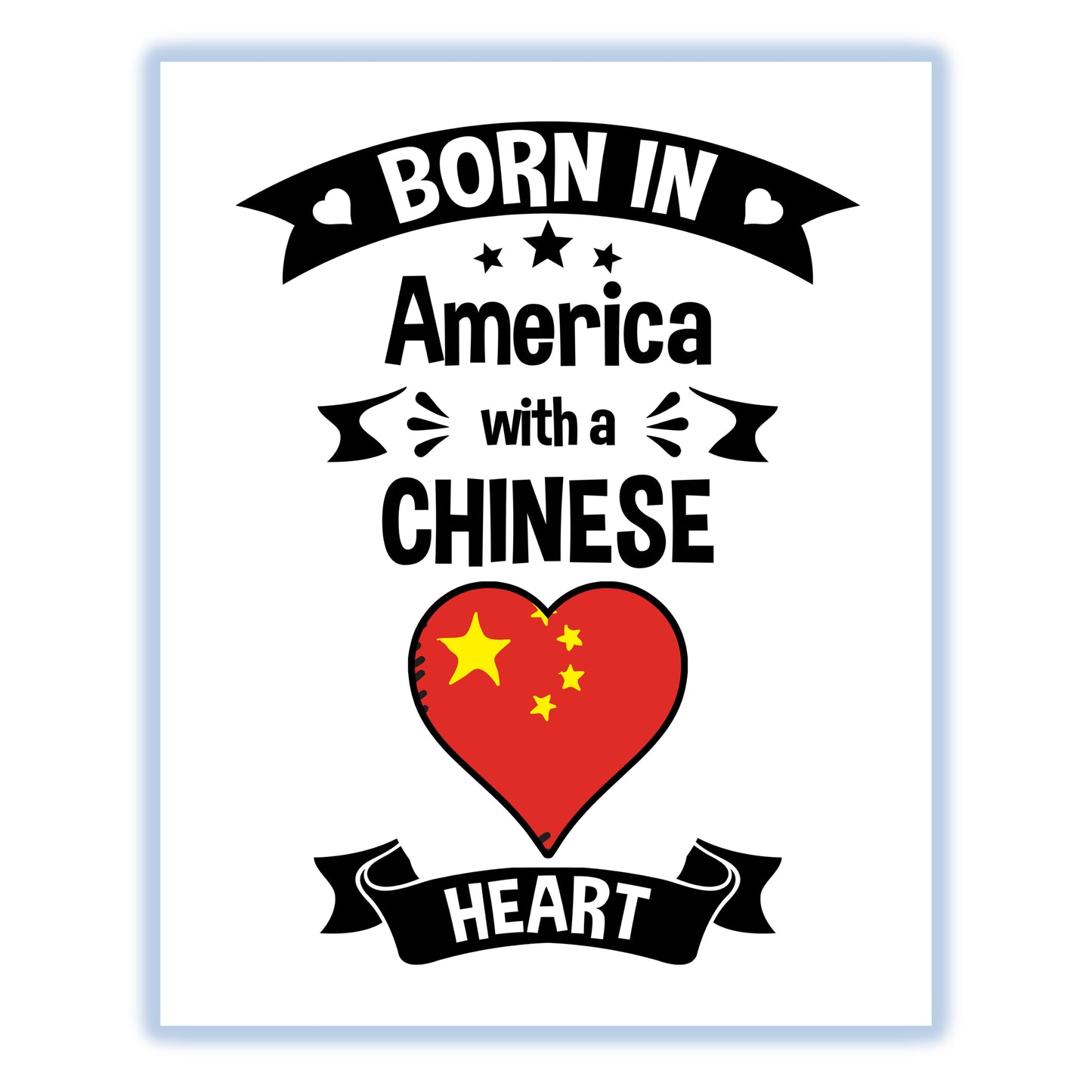 Born In America With A Chinese Heart Baby Nursery 8"x10" Wall Art Print