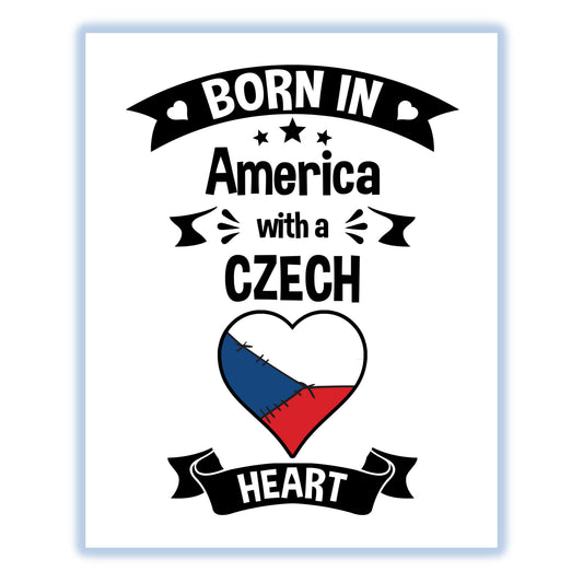 Born In America With A Czech Heart Baby Nursery 8"x10" Wall Art Print