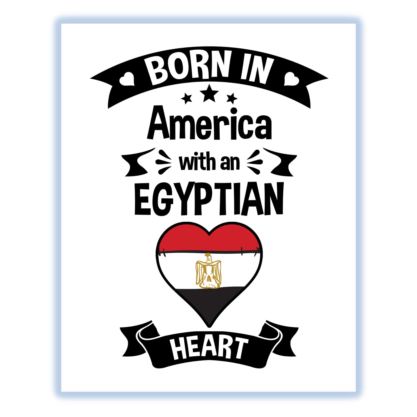 Born In America With An Egyptian Heart Baby Nursery 8"x10" Wall Art Print